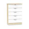 Beckett White & Wood Gloss 5 Drawer Chest from Roseland
