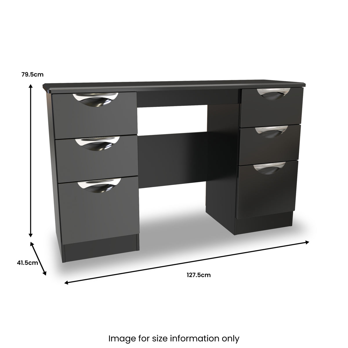 Beckett Black Gloss 6 Drawer Storage Desk from Roseland Furniture