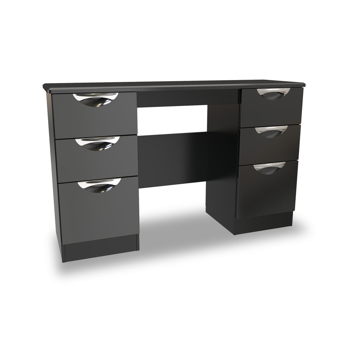 Beckett Black Gloss 6 Drawer Storage Desk from Roseland Furniture