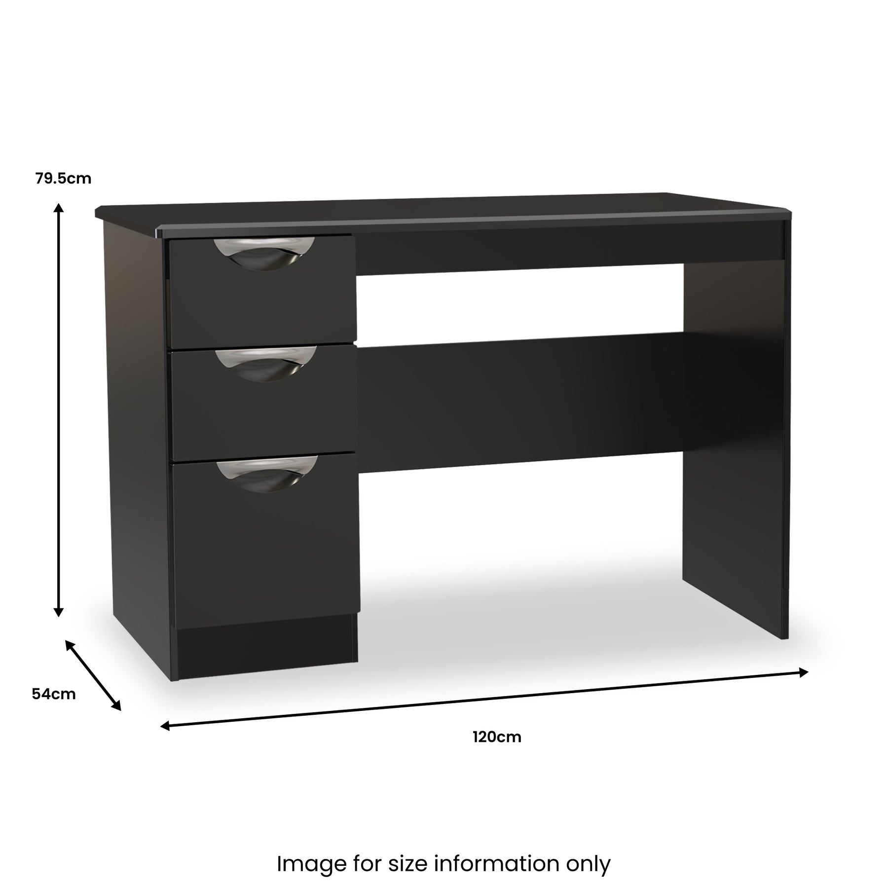 Beckett Black Gloss 3 Drawer Storage Desk from Roseland Furniture