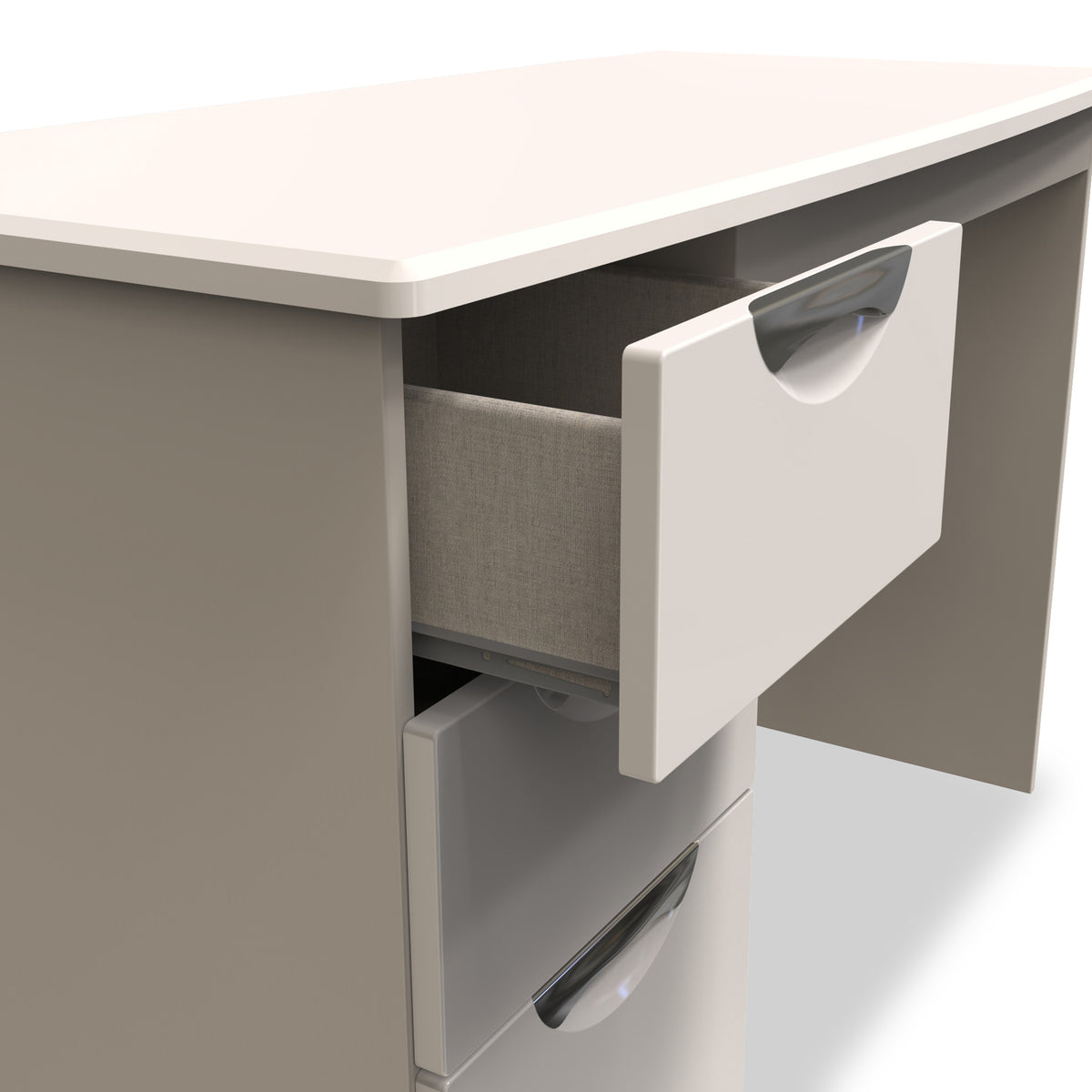 Beckett Cream Gloss 3 Drawer Storage Desk from Roseland
