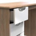 Beckett White Gloss and Bardolino Oak 3 Drawer Storage Desk by Roseland Furniture