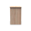 Beckett White Gloss and Bardolino Oak 3 Drawer Storage Desk by Roseland Furniture