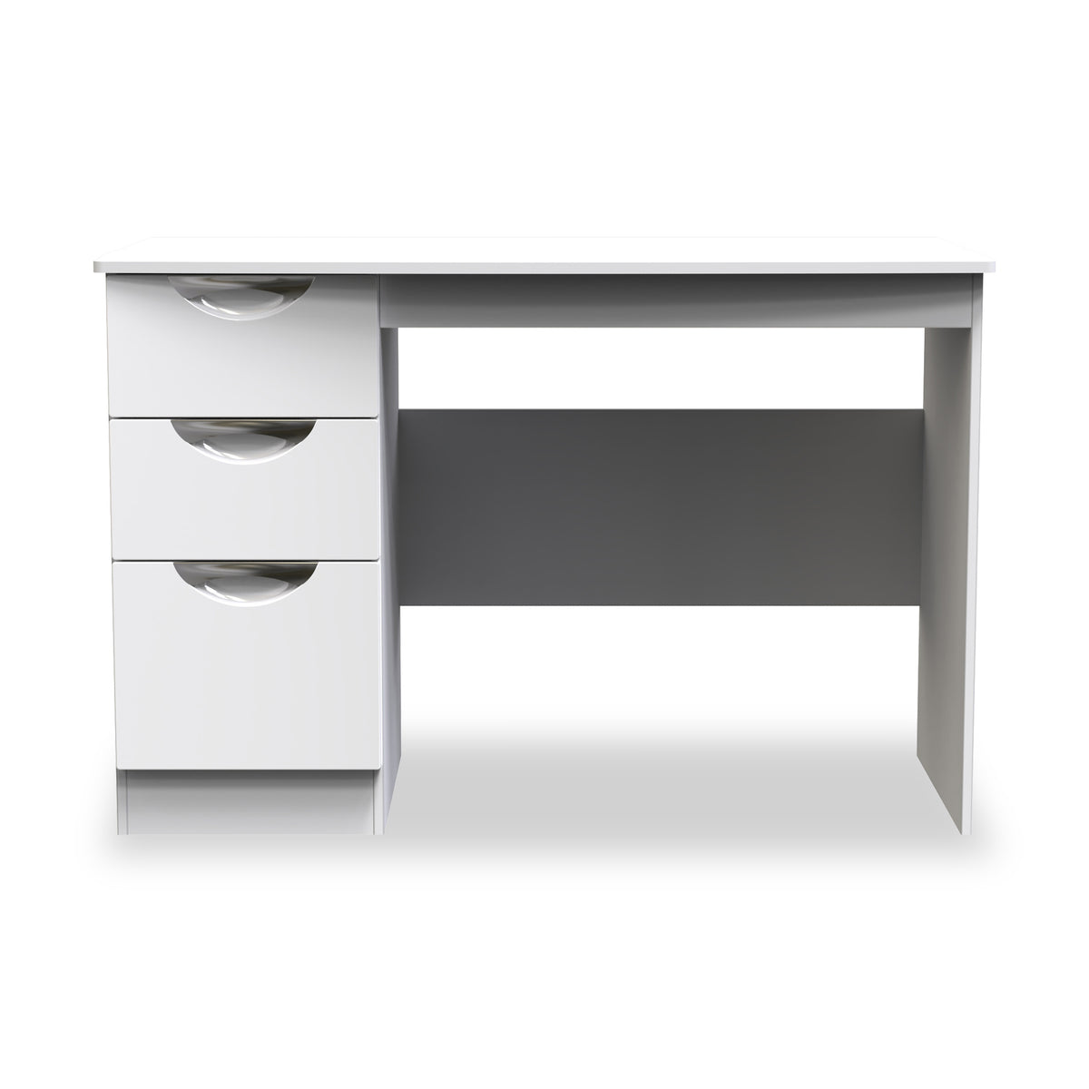 Beckett White Gloss 3 Drawer Storage Desk by Roseland Furniture