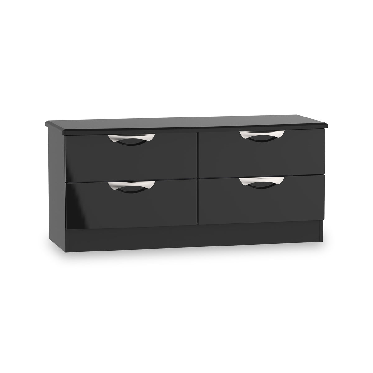 Beckett Black Gloss 4 Drawer Low Storage Unit from Roseland