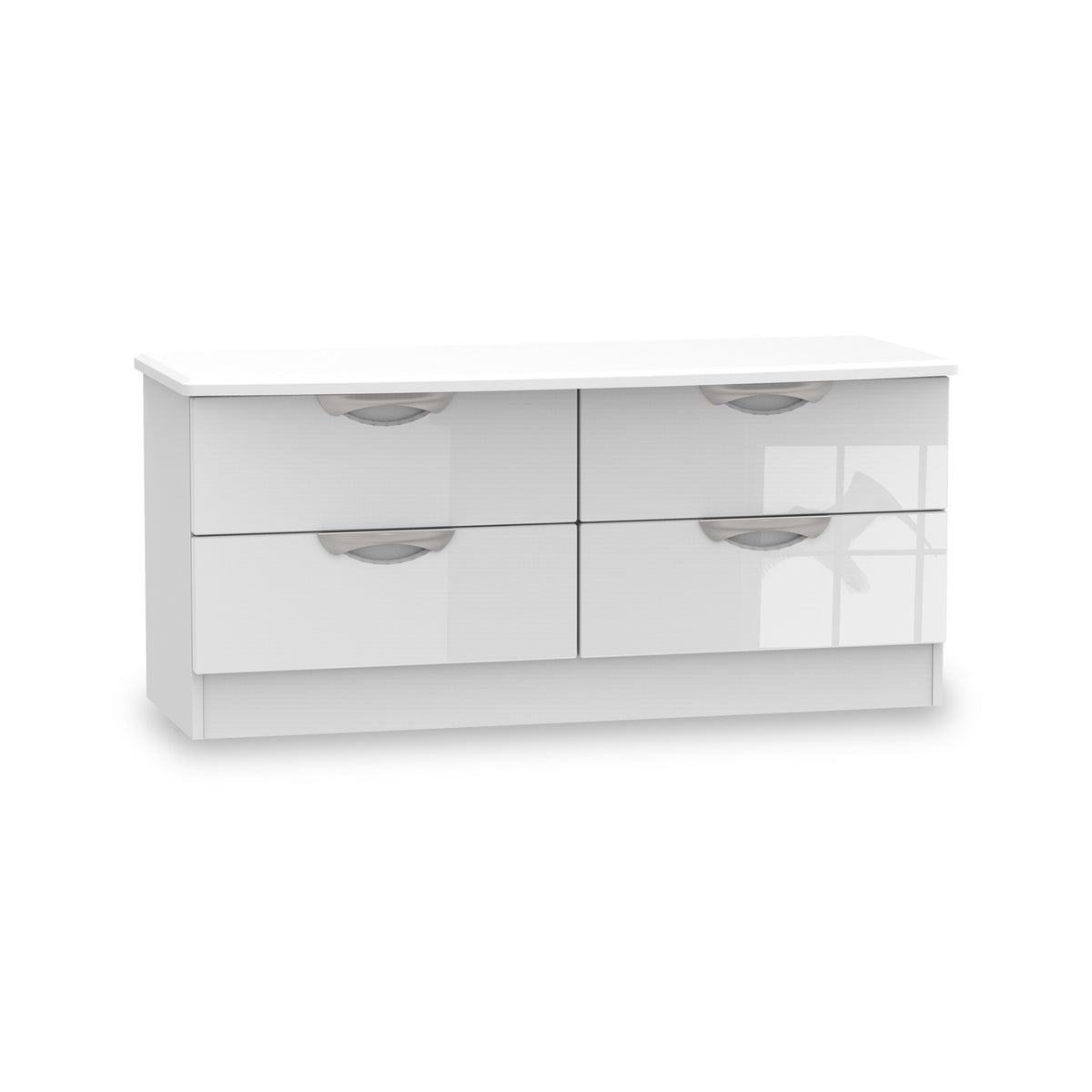 Beckett White Gloss 4 Drawer Low Storage Unit from Roseland