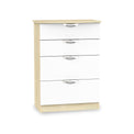 Beckett White and Wood Gloss 4 Drawer Deep Chest from Roseland