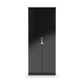 Beckett Black Gloss 2 Door Wardrobe by Roseland Furniture