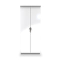 Beckett White Gloss 2 Door Wardrobe by Roseland Furniture