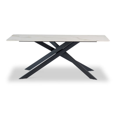 Casey White & Gold Sintered Stone Dining Table