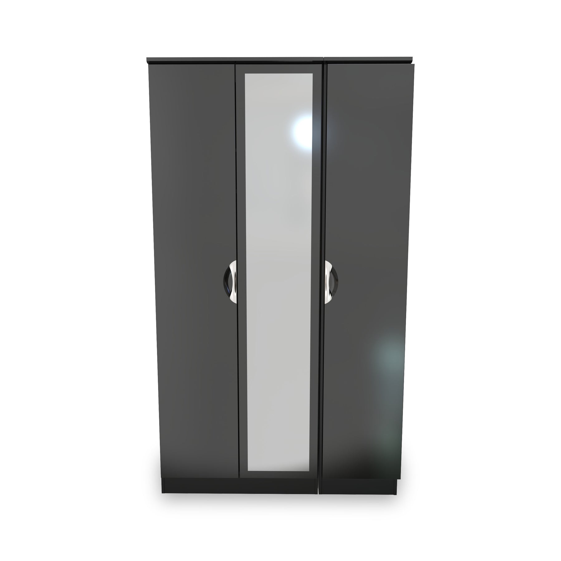 Beckett Black Gloss Triple Mirror Wardrobe from Roseland