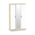 Beckett White and Wood Gloss Triple Mirror Wardrobe from Roseland