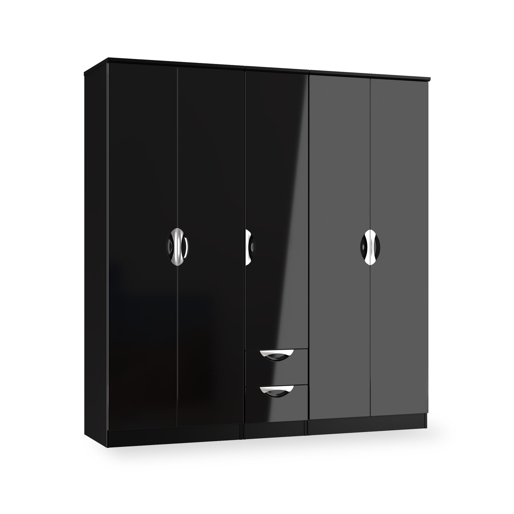 Beckett 5 Door 2 Drawer Wardrobe Black Gloss from Roseland Furniture