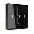 Beckett 5 Door 2 Drawer Wardrobe Black Gloss from Roseland Furniture