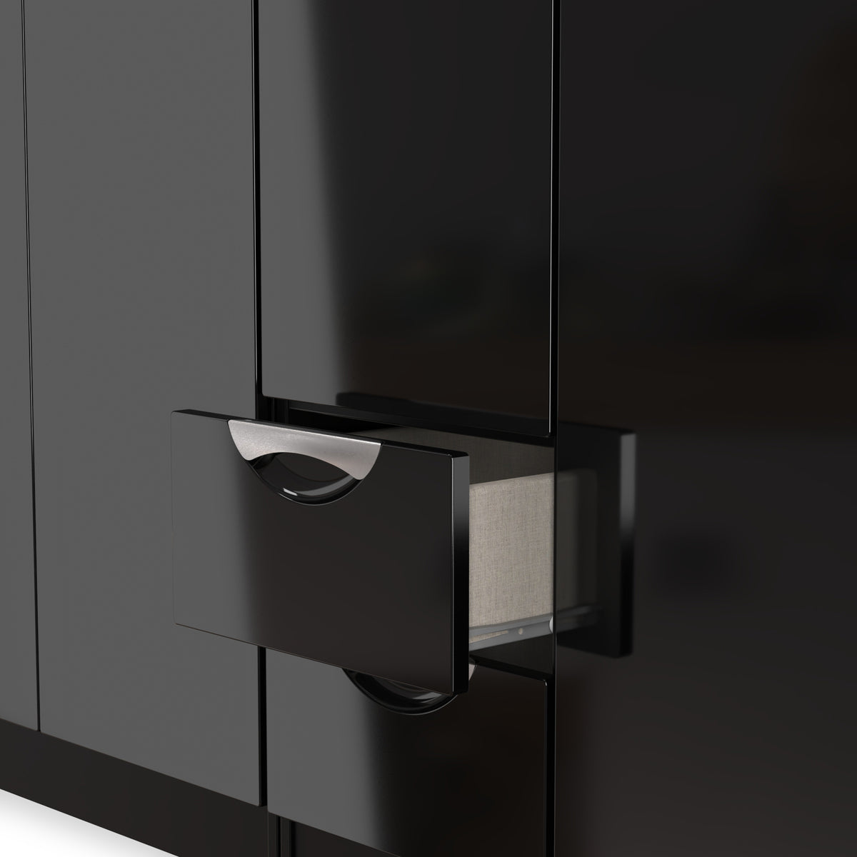 Beckett 5 Door 2 Drawer Wardrobe Black Gloss from Roseland Furniture