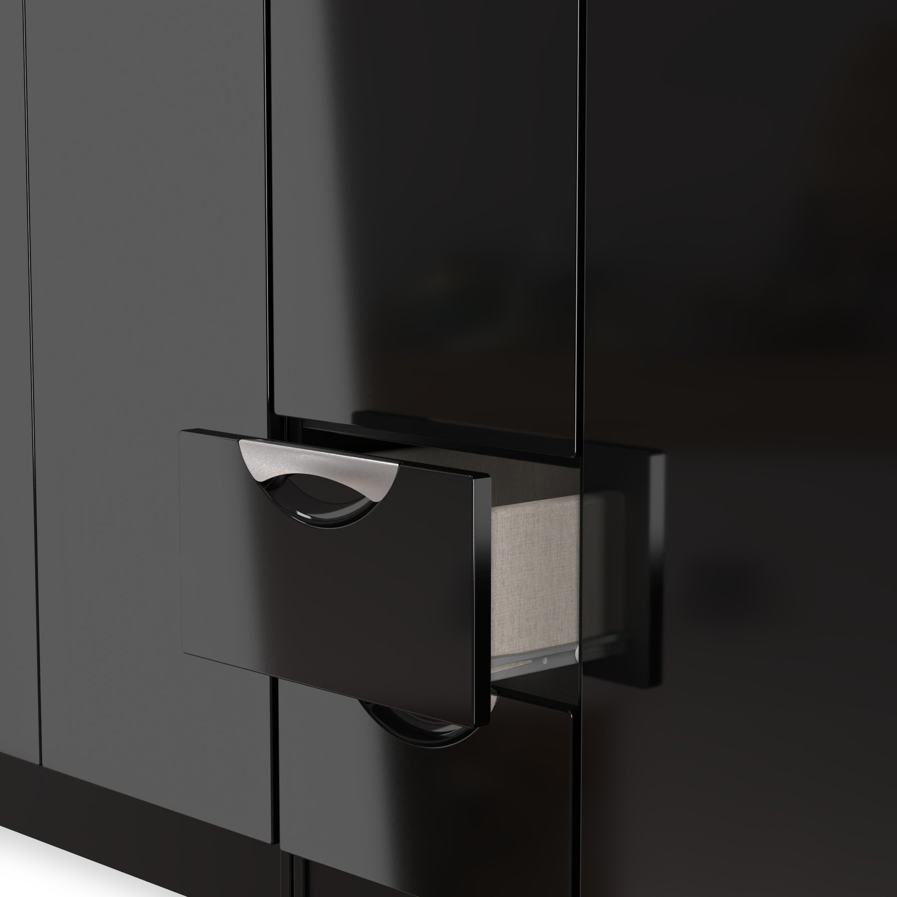 Beckett 5 Door 2 Drawer Wardrobe Black Gloss from Roseland Furniture