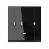 Beckett 5 Door 2 Drawer Wardrobe Black Gloss from Roseland Furniture