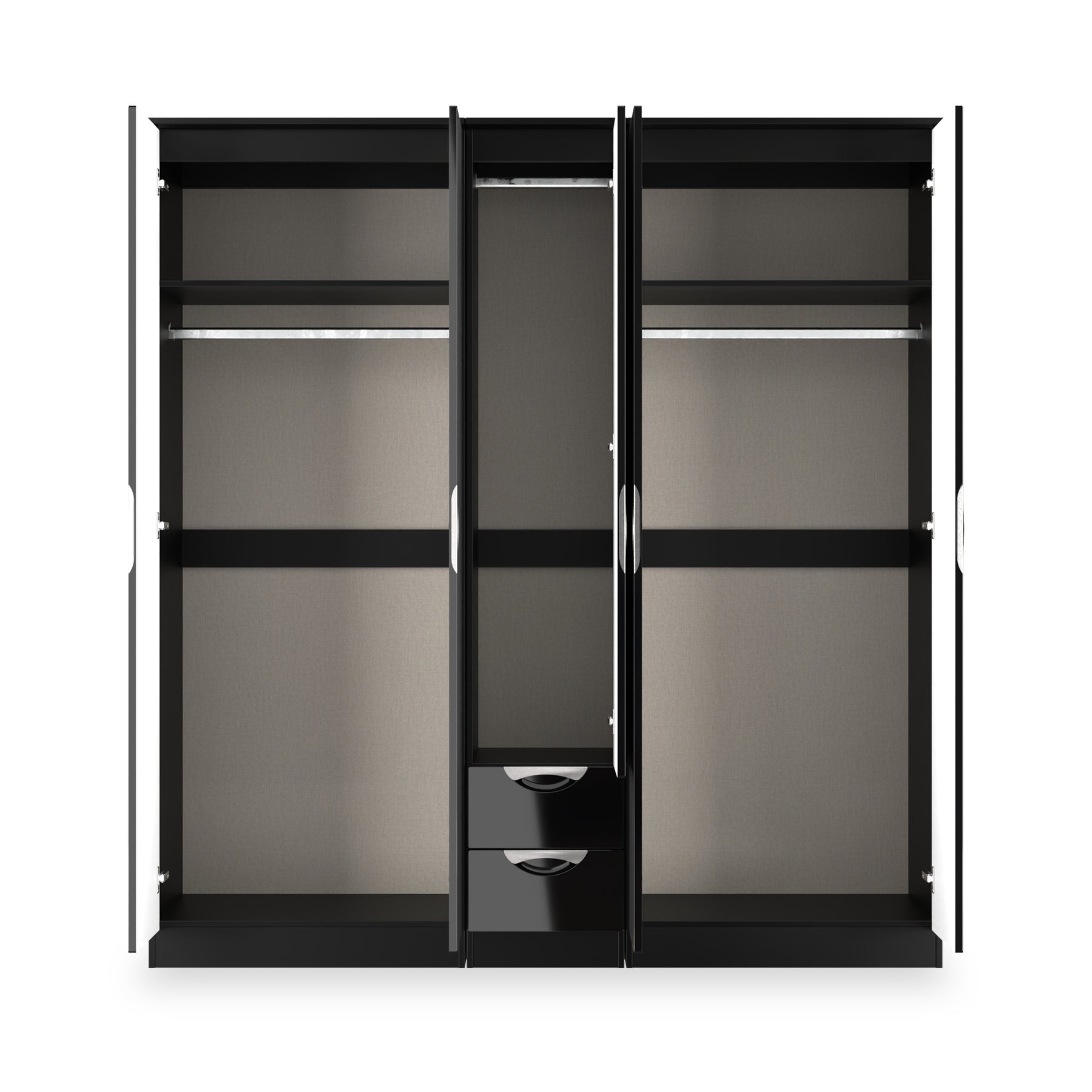 Beckett 5 Door 2 Drawer Wardrobe Black Gloss from Roseland Furniture