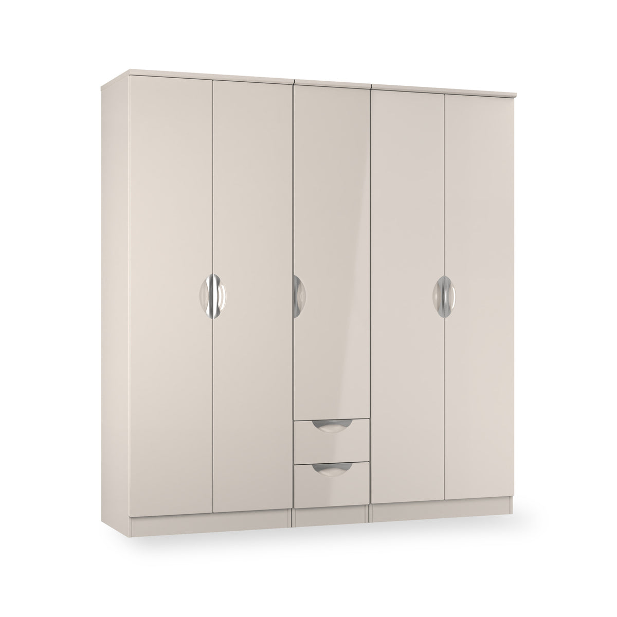 Beckett 5 Door 2 Drawer Wardrobe Cream Gloss from Roseland Furniture