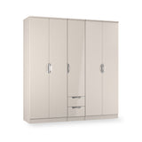 Beckett 5 Door 2 Drawer Wardrobe Cream Gloss from Roseland Furniture
