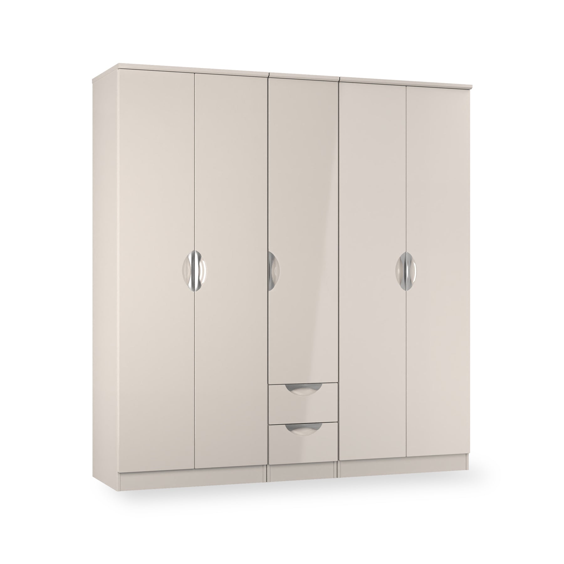 Beckett 5 Door 2 Drawer Wardrobe Cream Gloss from Roseland Furniture