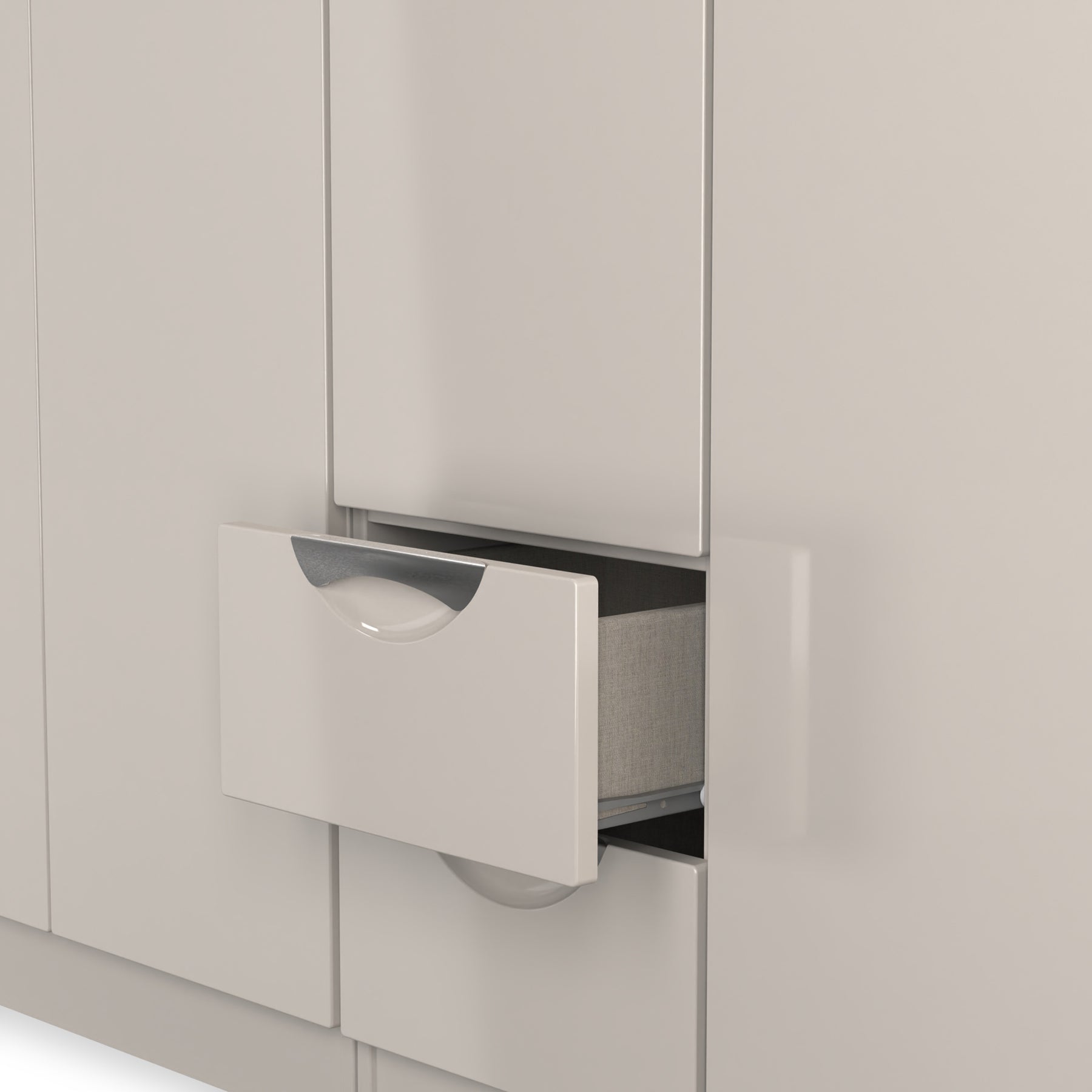 Beckett 5 Door 2 Drawer Wardrobe Cream Gloss from Roseland Furniture