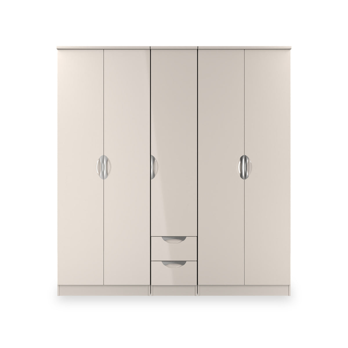Beckett 5 Door 2 Drawer Wardrobe Cream Gloss from Roseland Furniture