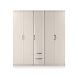 Beckett 5 Door 2 Drawer Wardrobe Cream Gloss from Roseland Furniture