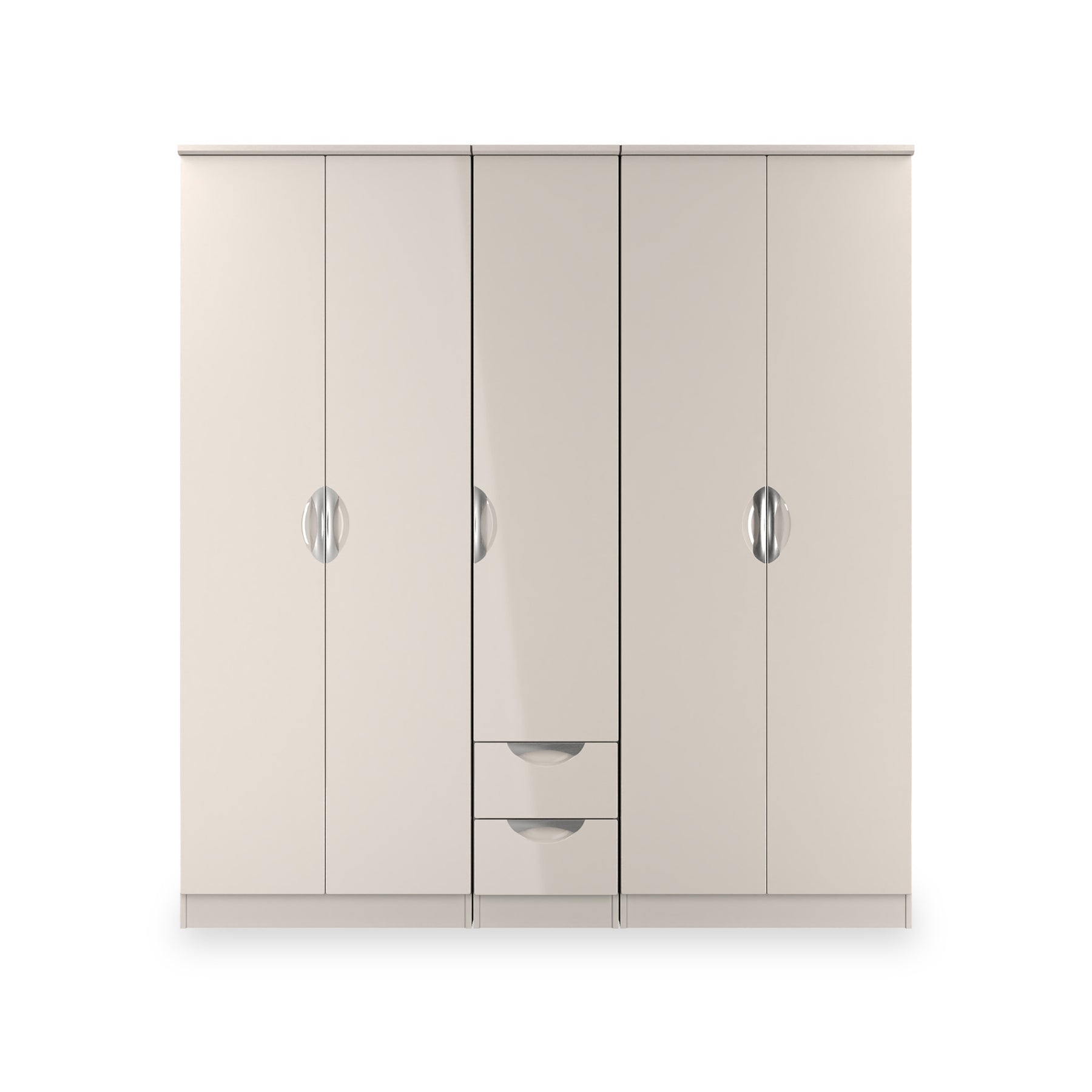Beckett 5 Door 2 Drawer Wardrobe Cream Gloss from Roseland Furniture