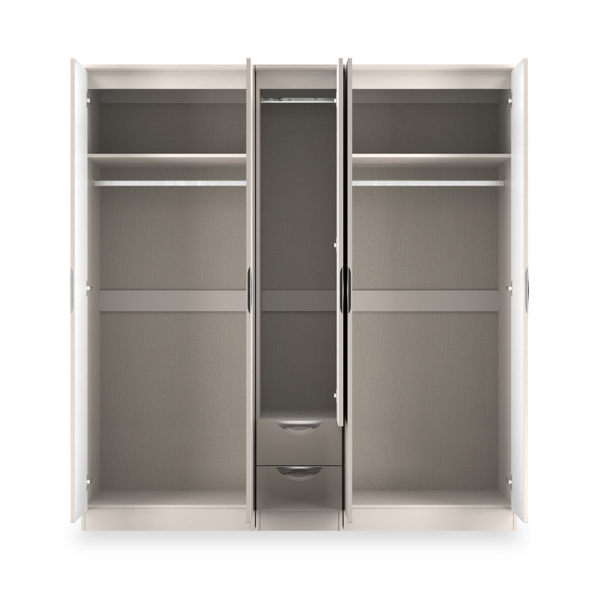 Beckett 5 Door 2 Drawer Wardrobe Cream Gloss from Roseland Furniture