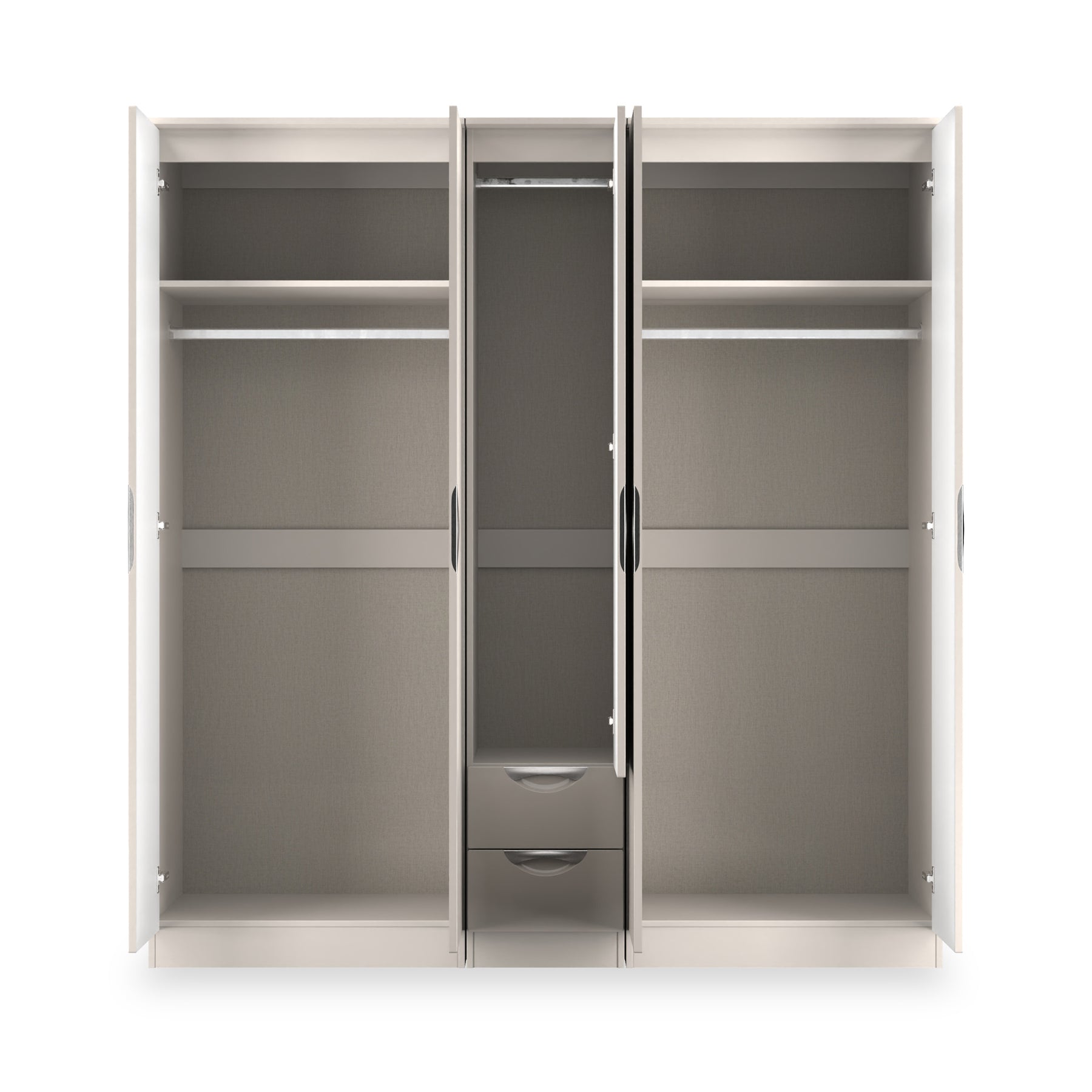 Beckett 5 Door 2 Drawer Wardrobe Cream Gloss from Roseland Furniture