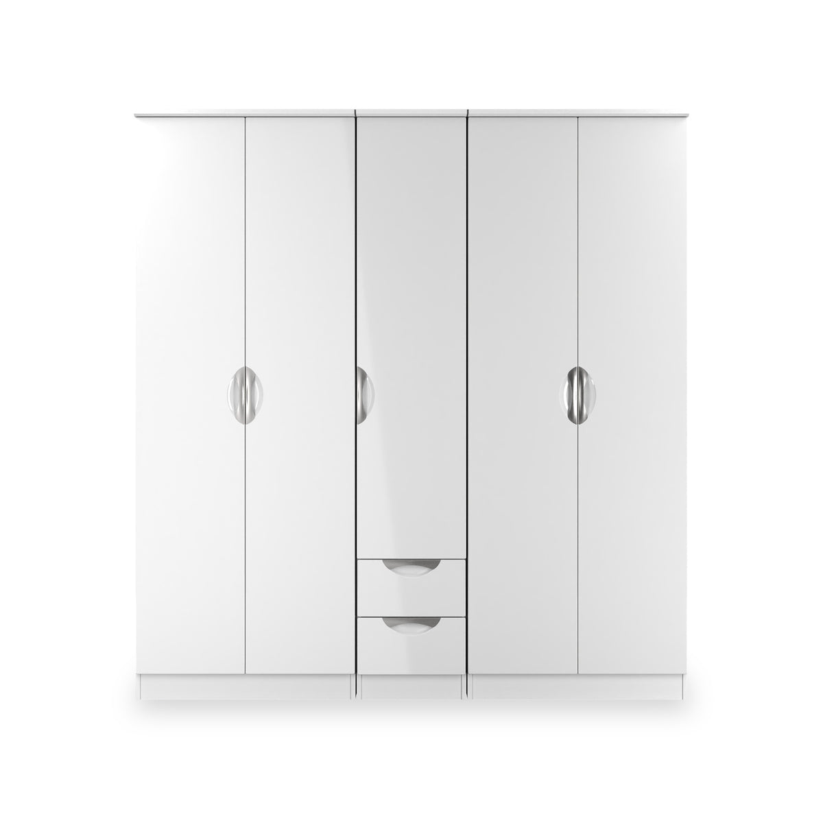 Beckett 5 Door 2 Drawer Wardrobe White Gloss from Roseland Furniture