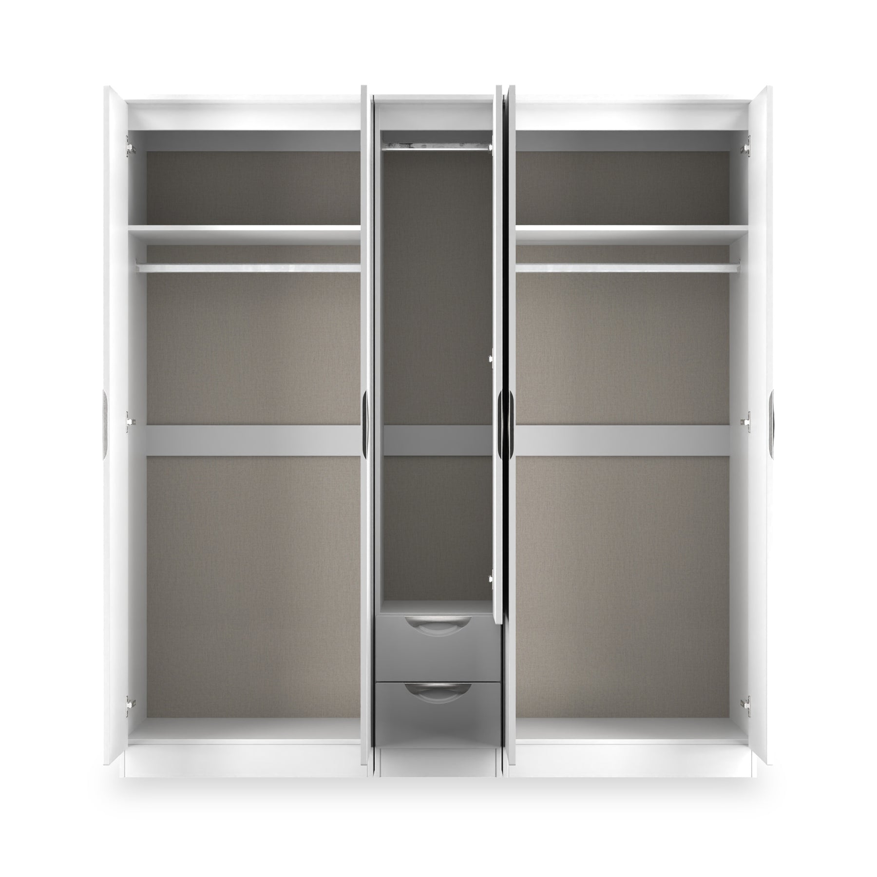 Beckett 5 Door 2 Drawer Wardrobe White Gloss from Roseland Furniture