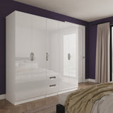 Beckett 5 Door 2 Drawer Wardrobe White Gloss from Roseland Furniture