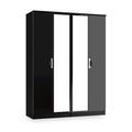 Beckett 4 Door Mirrored Wardrobe Black from Roseland Furniture