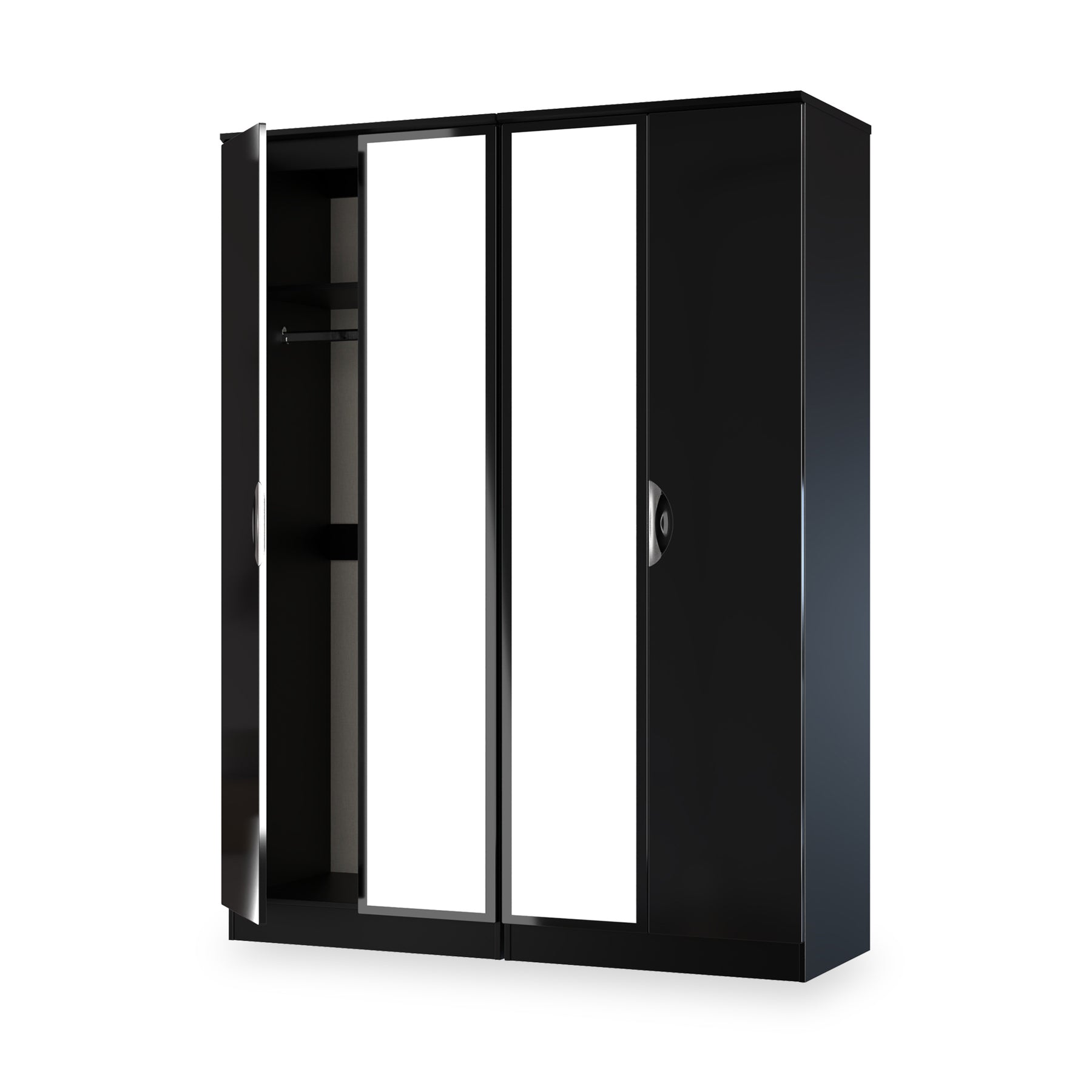 Beckett 4 Door Mirrored Wardrobe Black from Roseland Furniture