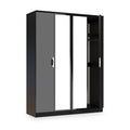 Beckett 4 Door Mirrored Wardrobe Black from Roseland Furniture