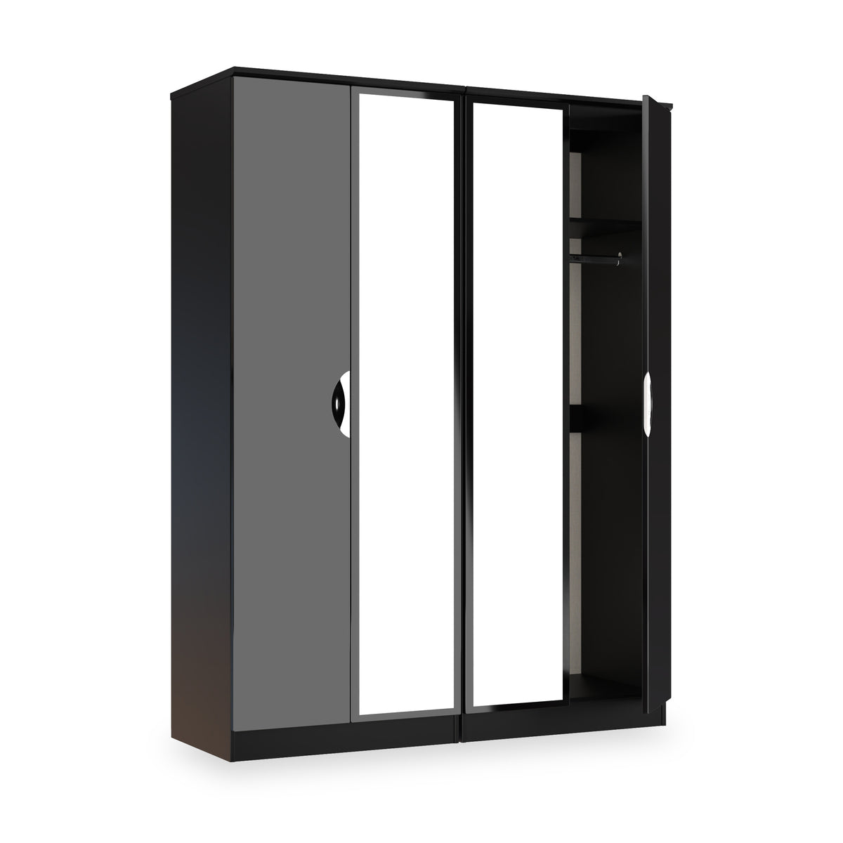 Beckett 4 Door Mirrored Wardrobe Black from Roseland Furniture
