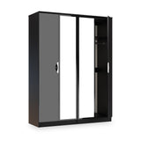 Beckett 4 Door Mirrored Wardrobe Black from Roseland Furniture