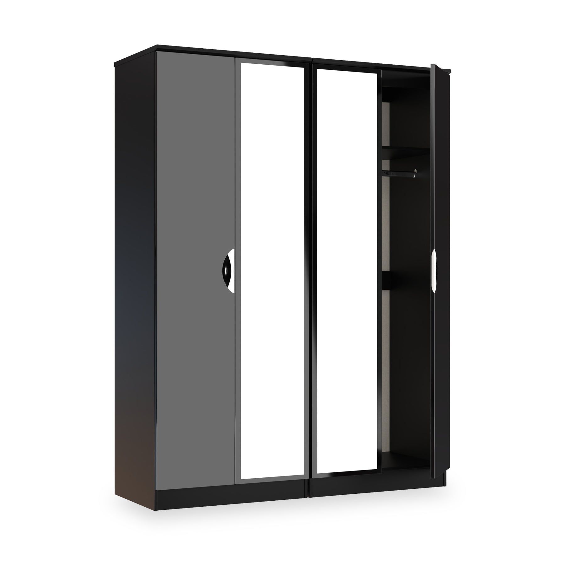 Beckett 4 Door Mirrored Wardrobe Black from Roseland Furniture