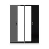 Beckett 4 Door Mirrored Wardrobe Black from Roseland Furniture