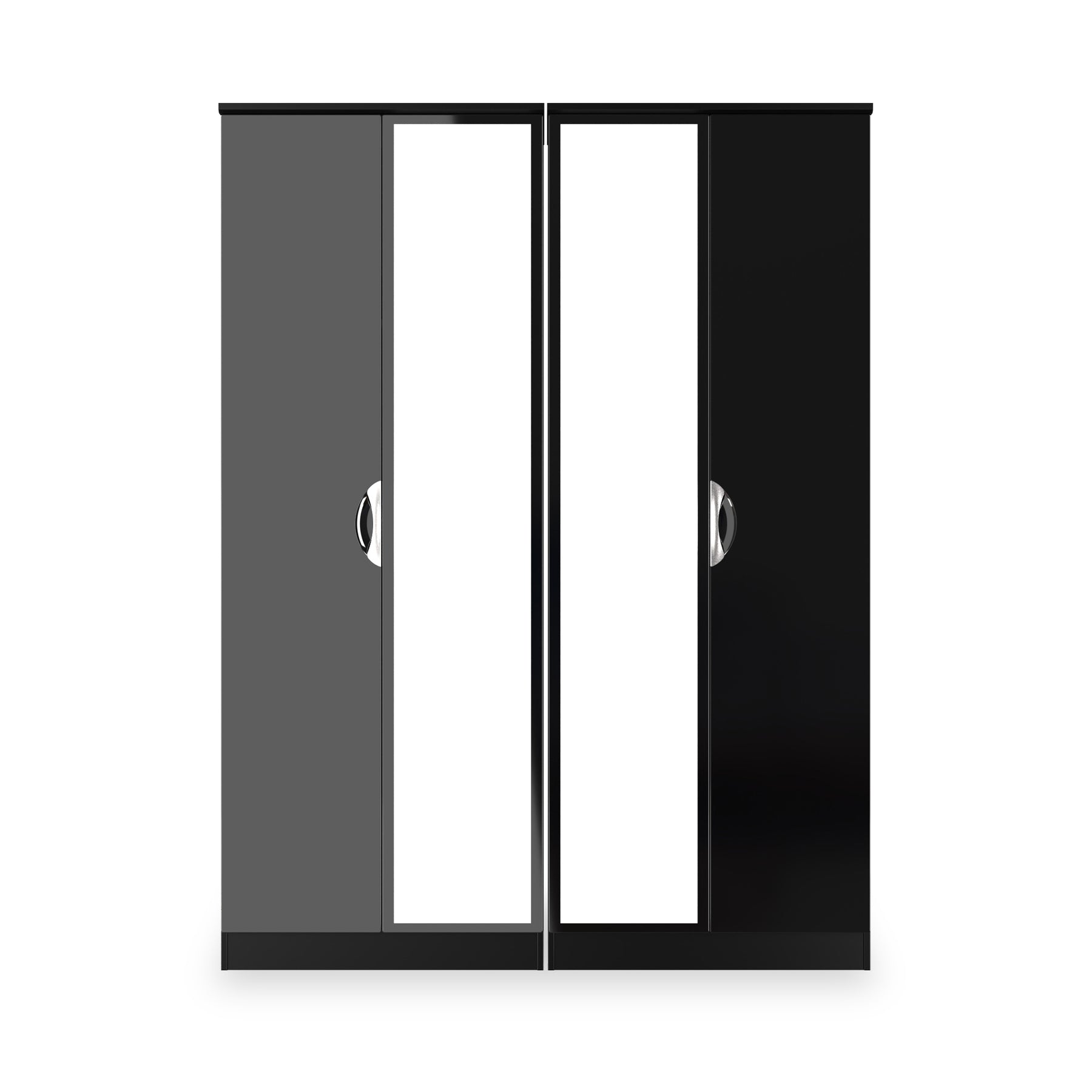 Beckett 4 Door Mirrored Wardrobe Black from Roseland Furniture