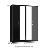Beckett 4 Door Mirrored Wardrobe Black from Roseland Furniture