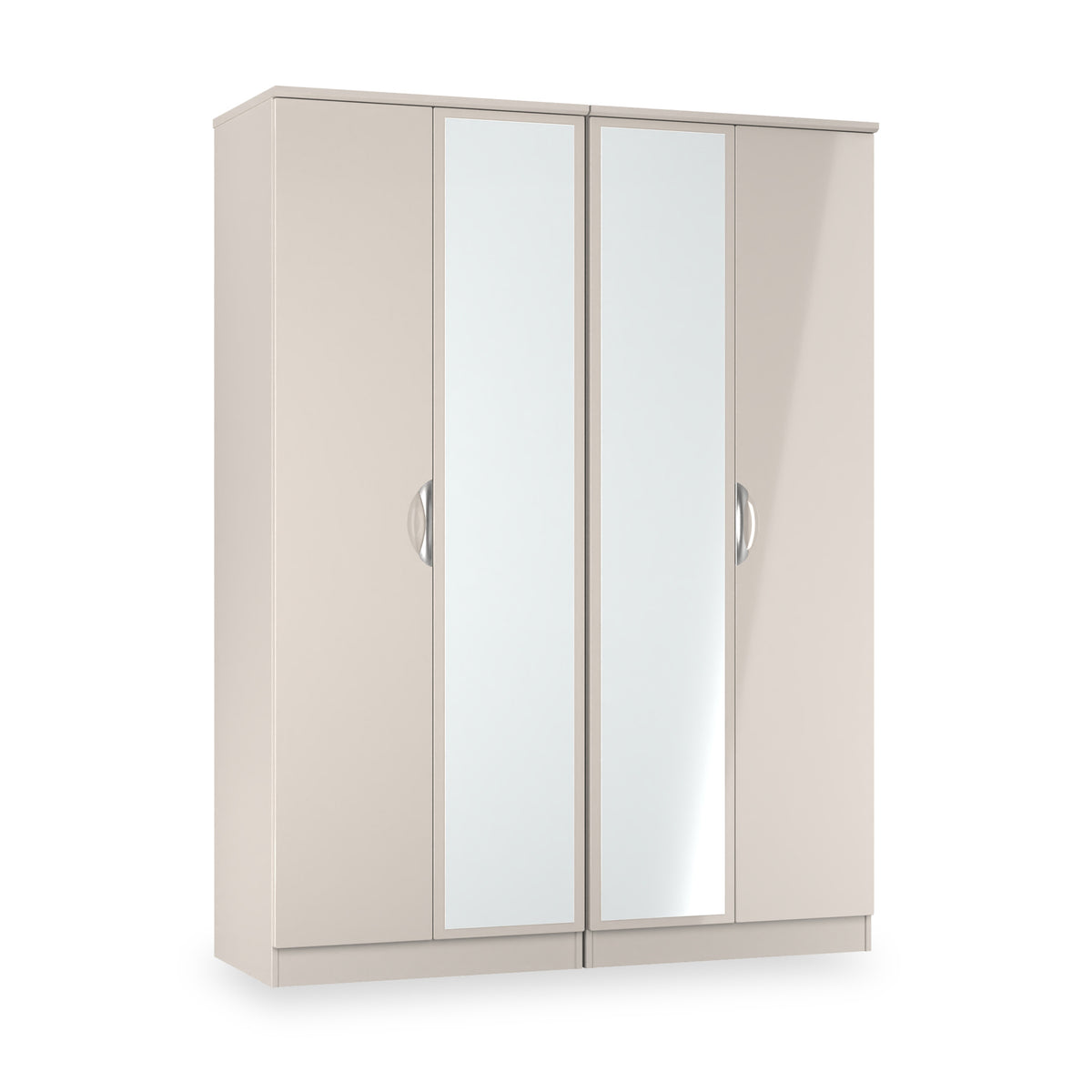 Beckett 4 Door Mirrored Wardrobe Cream from Roseland Furniture
