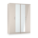 Beckett 4 Door Mirrored Wardrobe Cream from Roseland Furniture