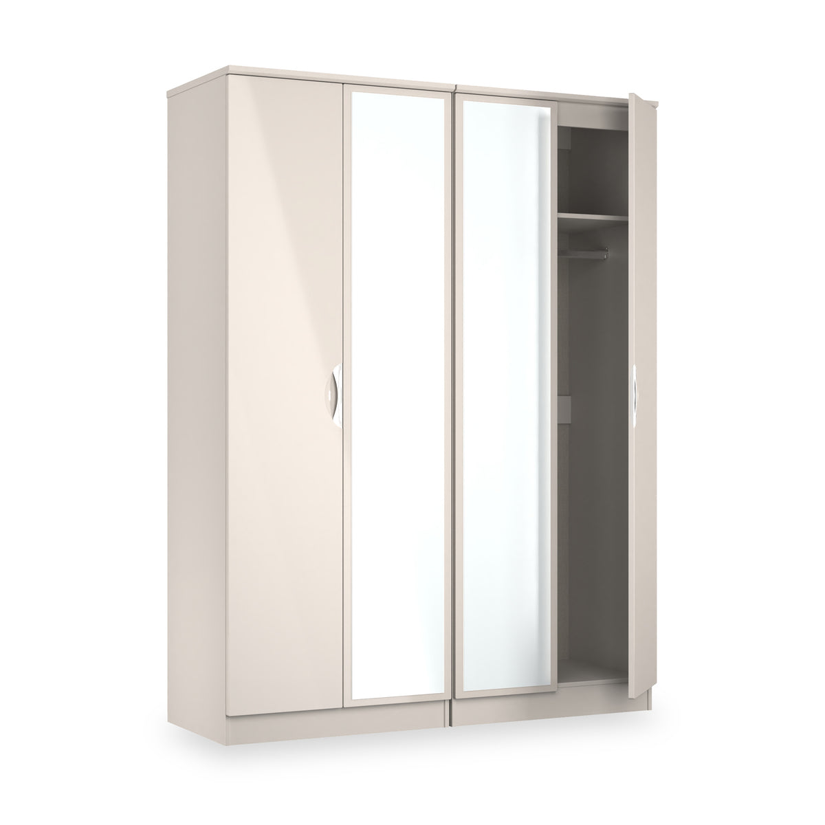 Beckett 4 Door Mirrored Wardrobe Cream from Roseland Furniture