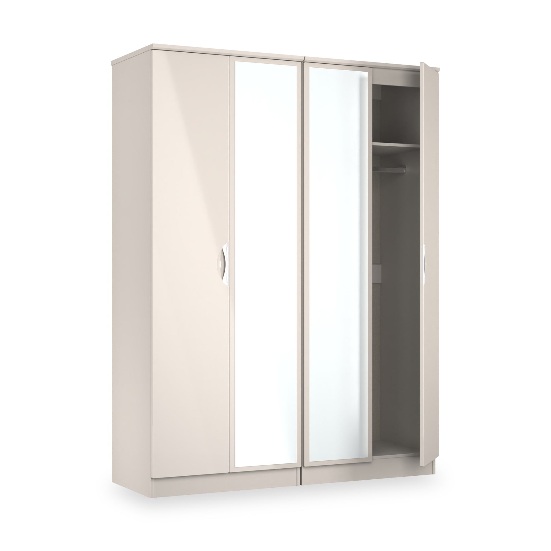 Beckett 4 Door Mirrored Wardrobe Cream from Roseland Furniture