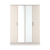 Beckett 4 Door Mirrored Wardrobe Cream from Roseland Furniture