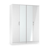 Beckett 4 Door Mirrored Wardrobe White from Roseland Furniture