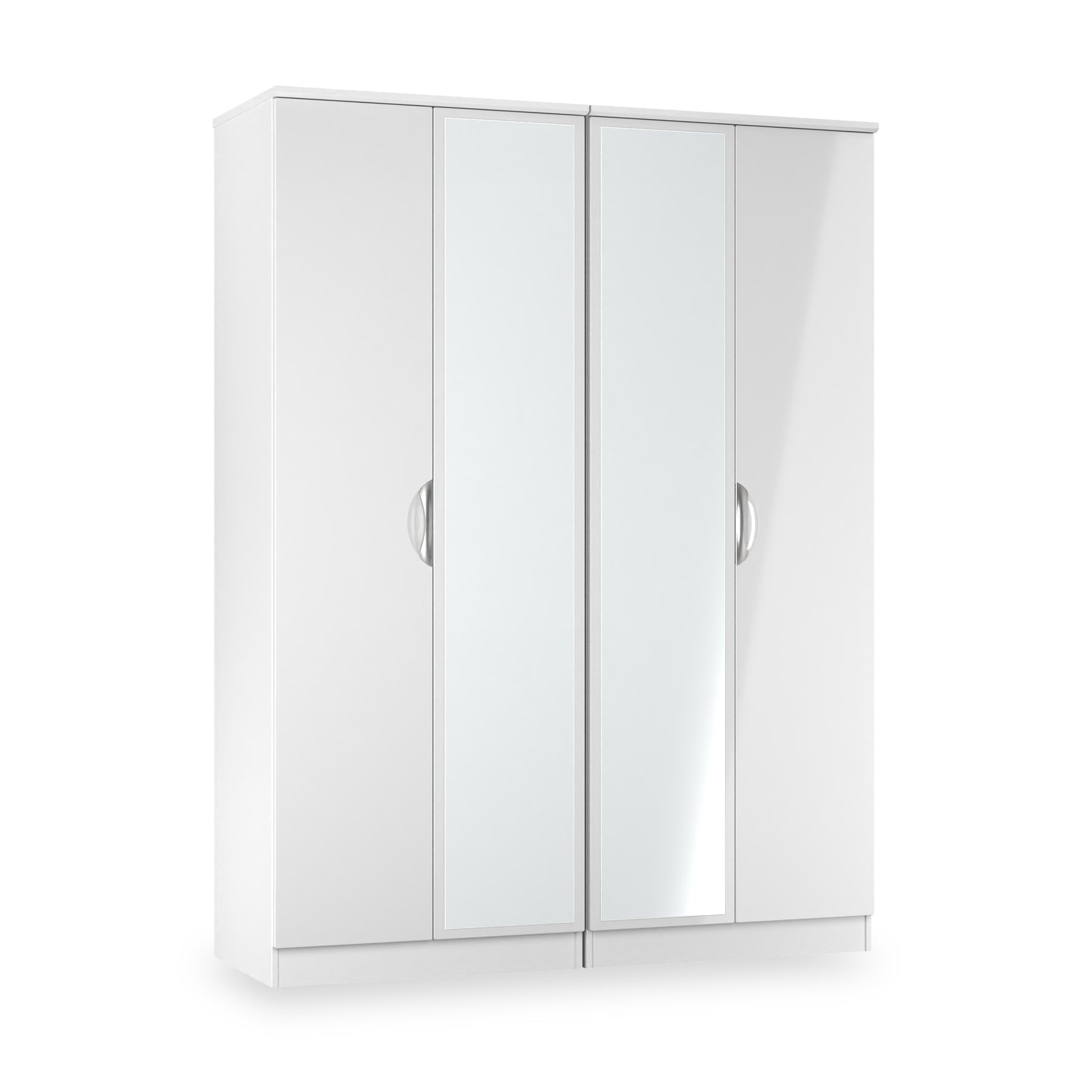 Beckett 4 Door Mirrored Wardrobe White from Roseland Furniture
